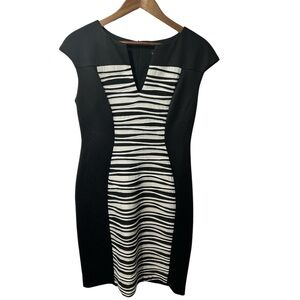 Connected Apparel Black and White Patterned Dress Size 8